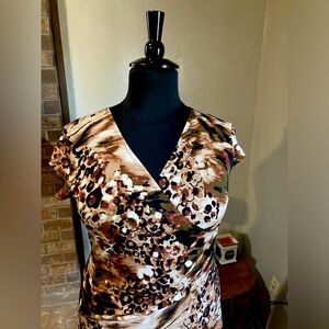 Animal Print Midi Dress Gathered on the Side by Elementz Size PXL